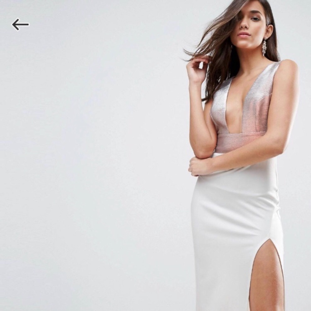 ⚡️ASOS DEEP PLUNGE SPARKLE DRESS Size 6💥